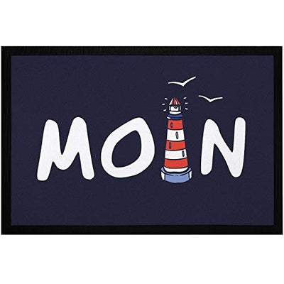 MoonWorks® Fußmatte Moin maritim Leuchtturm norddeutsch Hallo Willkommen rutschfest & waschbar schwarz 60x40cm - Geschenkapp