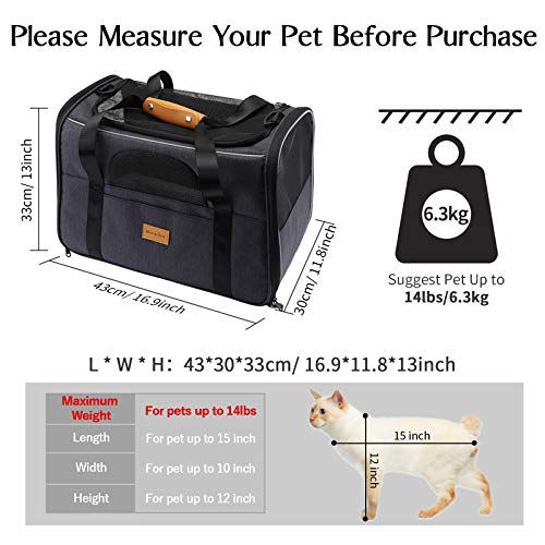 morpilot Hundetasche Transportbox, Atmungsaktive und Faltbare Hundebox mit Verstellbarem, Katzentransportkäfig mit Abnehmbarer Plüschmatratze + Schüssel, 43x30x33 cm (1er Pack) - Geschenkapp