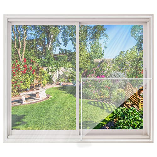 MYCARBON Fliegengitter Fenster 2 Stück 150x180cm Zuschneidbar Mückenschutz mit Starkem Klettband ohne Bohren Klebmontage Insektenschutz Fenster Weiß - Geschenkapp