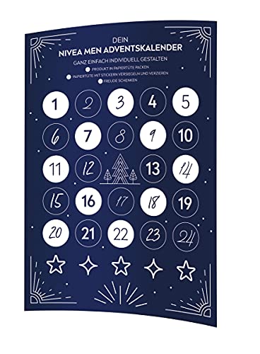 NIVEA MEN Adventskalender 2021 für 24 einzigartige Verwöhnmomente, Weihnachtskalender mit ausgewählten Pflegeprodukten & Accessoires, Pflegeset für die Adventszeit - Geschenkapp