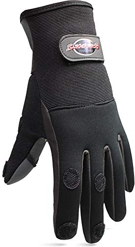 normani Anglerhandschuhe aus Neopren mit umklappbaren Fingerkuppen und Silikon-Innenseite Farbe Schwarz/Grau Größe XS - Geschenkapp