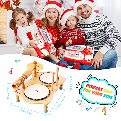 oathx Spielzeug für Kinder aus Holz Musikspielzeug Trommel 6 in 1 Musik Kinderspielzeug Musikinstrumente für Kinder ab 2 Jahr Montessori Baby Toys 3 4 5 Geschenke für Mädchen Jungen Schlagzeug - Geschenkapp