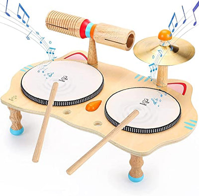 oathx Spielzeug für Kinder aus Holz Musikspielzeug Trommel 6 in 1 Musik Kinderspielzeug Musikinstrumente für Kinder ab 2 Jahr Montessori Baby Toys 3 4 5 Geschenke für Mädchen Jungen Schlagzeug - Geschenkapp