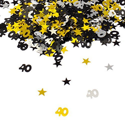 Oblique-Unique® 40. Geburtstag Jubiläum Konfetti Gold Silber Schwarz Sterne Tisch Deko 500 Stück - Geschenkapp