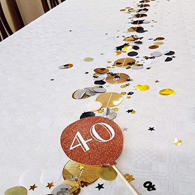 Oblique-Unique® 40. Geburtstag Jubiläum Konfetti Gold Silber Schwarz Sterne Tisch Deko 500 Stück - Geschenkapp