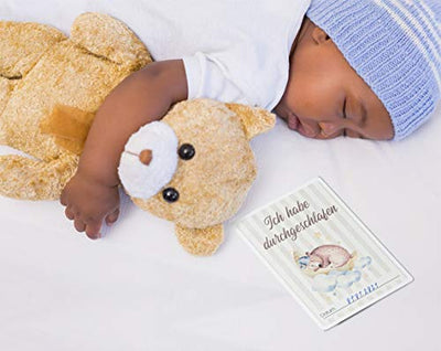 OLGS Baby Meilensteinkarten Junge | 45 Meilenstein Karten für Kinder, ideal als Geschenk zur Geburt, Schwangerschaft, Taufe, Babyparty | Milestone Geschenkset mit Geschenkbox für Neugeborene Babys - Geschenkapp