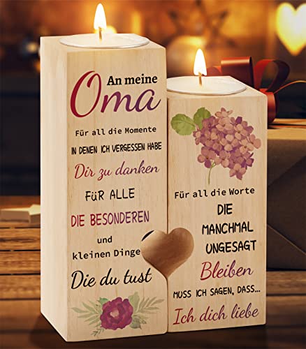 Oma Geschenk Kerzenständer, KAAYEE Herzförmiger Kerzenhalter Geschenke Für Oma, Geburtstagsgeschenk Weihnachtstag Erntedanktag Muttertagsgeschenk für Oma, Beste Oma Geschenke Von Enkel (Oma) - Geschenkapp