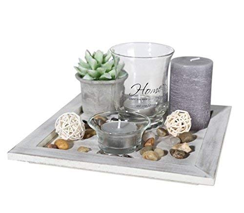 ootb Deko-Teelichtteller, Geschenkset, Glas Holz, Mehrfarbig, 20 x 20 x 8 - Geschenkapp