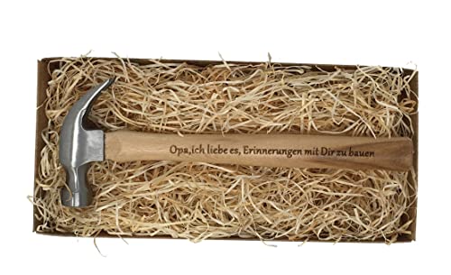 Opa Geschenke : Gravierter Holzhammer :" Opa, ich liebe es, Erinnerungen mit Dir zu bauen" -" Du bist der Hammer" - Besonderes Geburtstagsgeschenk für Opa - Geschenkapp