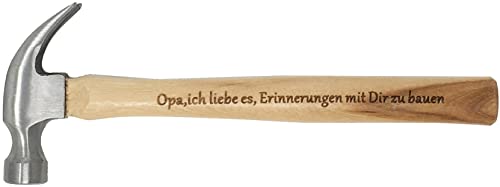 Opa Geschenke : Gravierter Holzhammer :" Opa, ich liebe es, Erinnerungen mit Dir zu bauen" -" Du bist der Hammer" - Besonderes Geburtstagsgeschenk für Opa - Geschenkapp