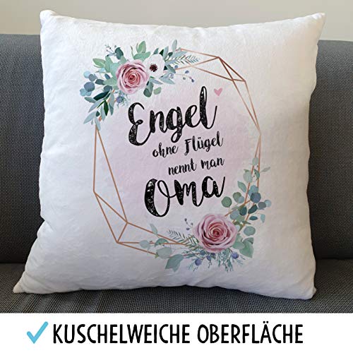 OWLBOOK Engel Oma Flauschige Kissenhülle mit Motiv Geschenke Geschenkideen für Oma zum Geburtstag - Geschenkapp