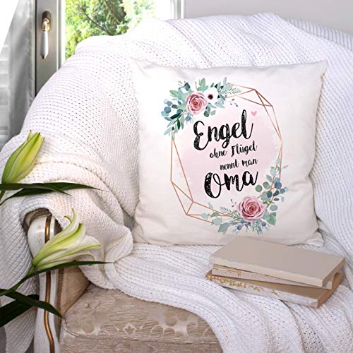 OWLBOOK Engel Oma Flauschige Kissenhülle mit Motiv Geschenke Geschenkideen für Oma zum Geburtstag - Geschenkapp