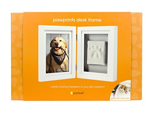 Pearhead Pet Pawprints Desk Picture Frame and Imprint Kit, No Mess Pet Paw Print Frame, Keepsake Memorial Dog and Cat Frame, White - Geschenkapp