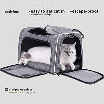 petisfam Top-Load-Tragetasche für mittelgroße Katzen, zusammenklappbar und ausbruchsicher - Geschenkapp