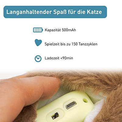 PetTec interaktiver beweglicher Waschbär | Katzenspielzeug beweglich mit Katzenminze | Katzen Beschäftigung Intelligenzspielzeug, Katzenspielzeug Selbstbeschäftigung elektrisch, inkl. USB-Kabel - Geschenkapp