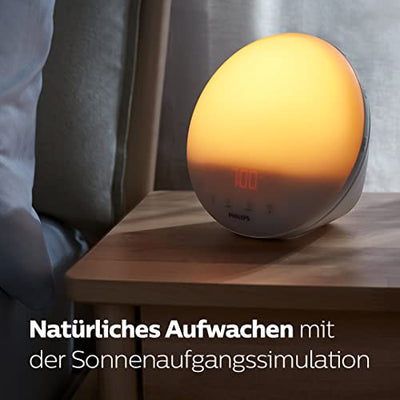 Philips HF3531/01 Wake-Up Light (Sonnenaufgangfunktion, Touchdisplay, 7 Wecktöne, digitales FM Radio, Tageslichtwecker) - Geschenkapp