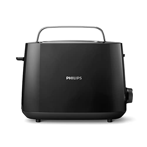PHILIPS Toaster – 2 Toastschlitze, 8 Stufen, Brötchenaufsatz, Auftaufunktion, Liftfunktion, Abschaltautomatik, schwarz (HD2581/90) - Geschenkapp
