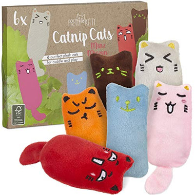 PRETTY KITTY Minz Miezen: Katzenspielzeug Set aus 6 Katzenkissen mit Katzenminze – Katzen Kissen für Katzen – Getrocknete Katzenminze Spielzeug für Katzen – Spielzeug Katze - Geschenkapp