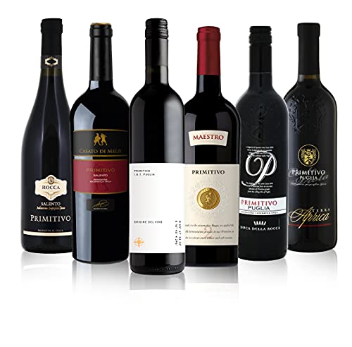 Probierpaket Primitivo zum Kennenlernen| Weinpaket mit italienischem Rotwein (6 x 0,75 l ) | Perfektes Rotwein Tastingset - Geschenkapp