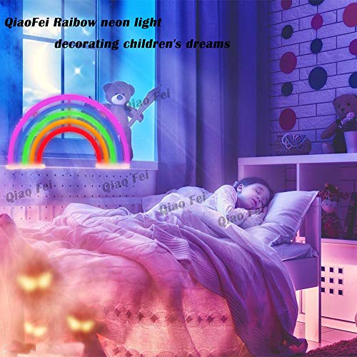 QiaoFei Niedliches Regenbogen-Neonlicht, LED-Schild in Regenbogenform, Zeltschilder/Wanddekoration für Weihnachten, Geburtstag, Kinder, Wohnzimmer, Hochzeitsdeko (Regenbogenfarben) - Geschenkapp
