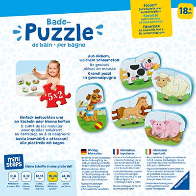 Ravensburger ministeps 4167 Bade-Puzzle Bauernhof - Badespielzeug, Spielzeug ab 18 Monate - Geschenkapp