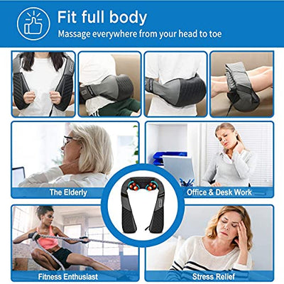 RENPHO Massagegerät Schulter Nackenmassagegerät mit Wärme, Shiatsu Massagegerät mit 3D-Massage von tiefem Gewebe, Muskelschmerzlinderung für Nacken, Rücken, Schulter, Beine, Füße - Geschenkapp