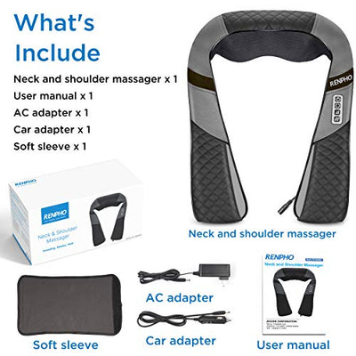 RENPHO Massagegerät Schulter Nackenmassagegerät mit Wärme, Shiatsu Massagegerät mit 3D-Massage von tiefem Gewebe, Muskelschmerzlinderung für Nacken, Rücken, Schulter, Beine, Füße - Geschenkapp