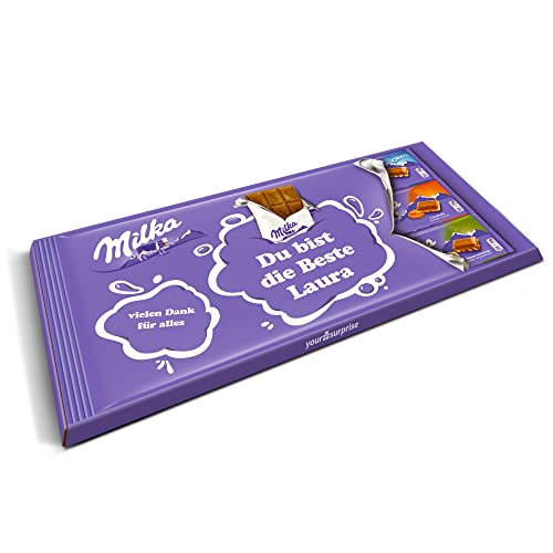 Riesen Milka Schokoladentafel personalisiert mit Namen und Botschaft - Personalisiertes XL Mega Milka Schokoladengeschenk mit 9 Schokoladentafeln (900 Gramm - Riesen Milka) - Geschenkapp