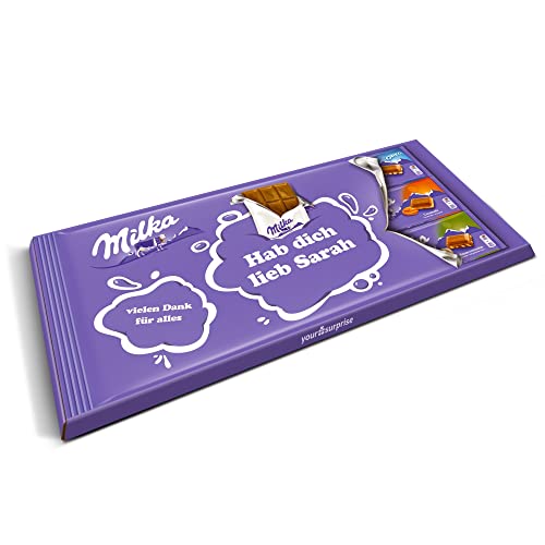 Riesen Milka Schokoladentafel personalisiert mit Namen und Botschaft - Personalisiertes XL Mega Milka Schokoladengeschenk mit 9 Schokoladentafeln (900 Gramm - Riesen Milka) - Geschenkapp