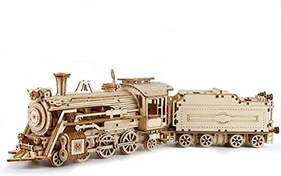 RoWood 3D Puzzle Dampflokomotive Modellbau aus Holz - DIY Holzpuzzle Modelleisenbahn Modellbausatz für Erwachsene und Kinder - Geschenke für Männer und Frauen - Geschenkapp