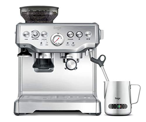 Sage Appliances the Barista Express Espressomaschine mit Milchaufschäumer, Siebträgermaschine, SES875BSS, Gebürsteter Edelstahl - Geschenkapp