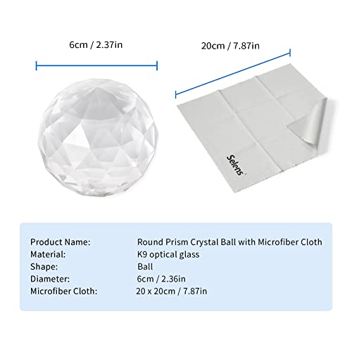 Selens Fotografie Kristall Ball Prisma mit 1/4" Gewindeloch, 60mm Professionelle Optik Kristall Glas Ball, Erstellen Sie Einen Leichten Regenbogeneffekt für Kameraobjektiv, für Fotografen Studio - Geschenkapp