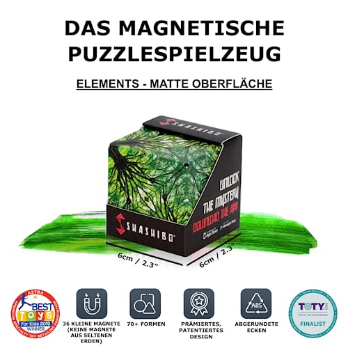 SHASHIBO Formwechsel Zauberwürfel - Preisgekrönt, Patentiert - Anti Stress Spielzeug - 36 Seltenerdmagnete - 3D Infinity Cube - Shashibo Magnetwürfel in Über 70 Formen Verwandelbar (Elements) - Geschenkapp