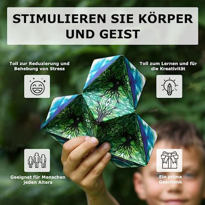 SHASHIBO Formwechsel Zauberwürfel - Preisgekrönt, Patentiert - Anti Stress Spielzeug - 36 Seltenerdmagnete - 3D Infinity Cube - Shashibo Magnetwürfel in Über 70 Formen Verwandelbar (Elements) - Geschenkapp