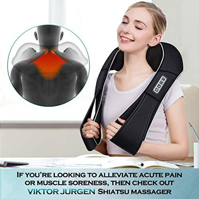 Shiatsu Nacken- und Rückenmassagegerät mit Wärmefunktion, VIKTOR JURGEN zur Erholung vom Sport geeignetes Schultermassagegerät für Nacken, Rücken, Schulter, Entspannungsgeschenke für Männer Frauen - Geschenkapp