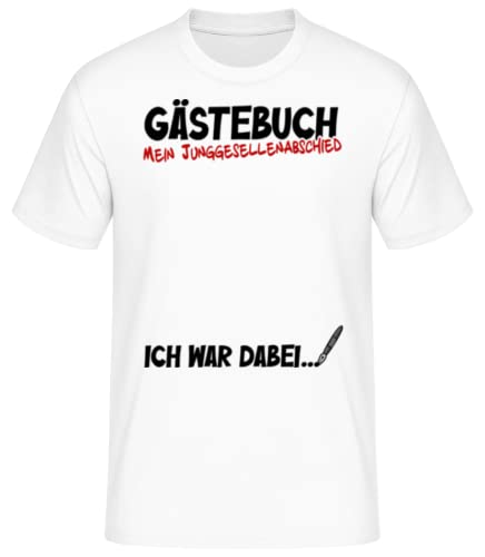 Shirtinator JGA Shirt Mann Bräutigam – Junggesellenabschied Lustig Outfit Geschenk Idee Männer – Gästebuch – Weiß, L - Geschenkapp