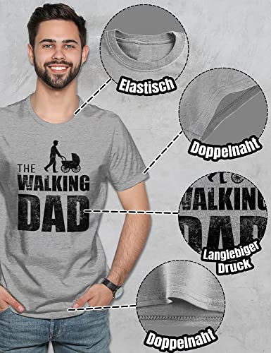 Shirtracer The Walking Dad Herren T-Shirt Geschenke Männer Eltern Geschenke Weihnachten zur Geburt Paare (L, Grau Meliert) - Geschenkapp