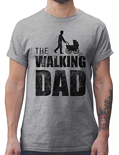 Shirtracer The Walking Dad Herren T-Shirt Geschenke Männer Eltern Geschenke Weihnachten zur Geburt Paare (L, Grau Meliert) - Geschenkapp