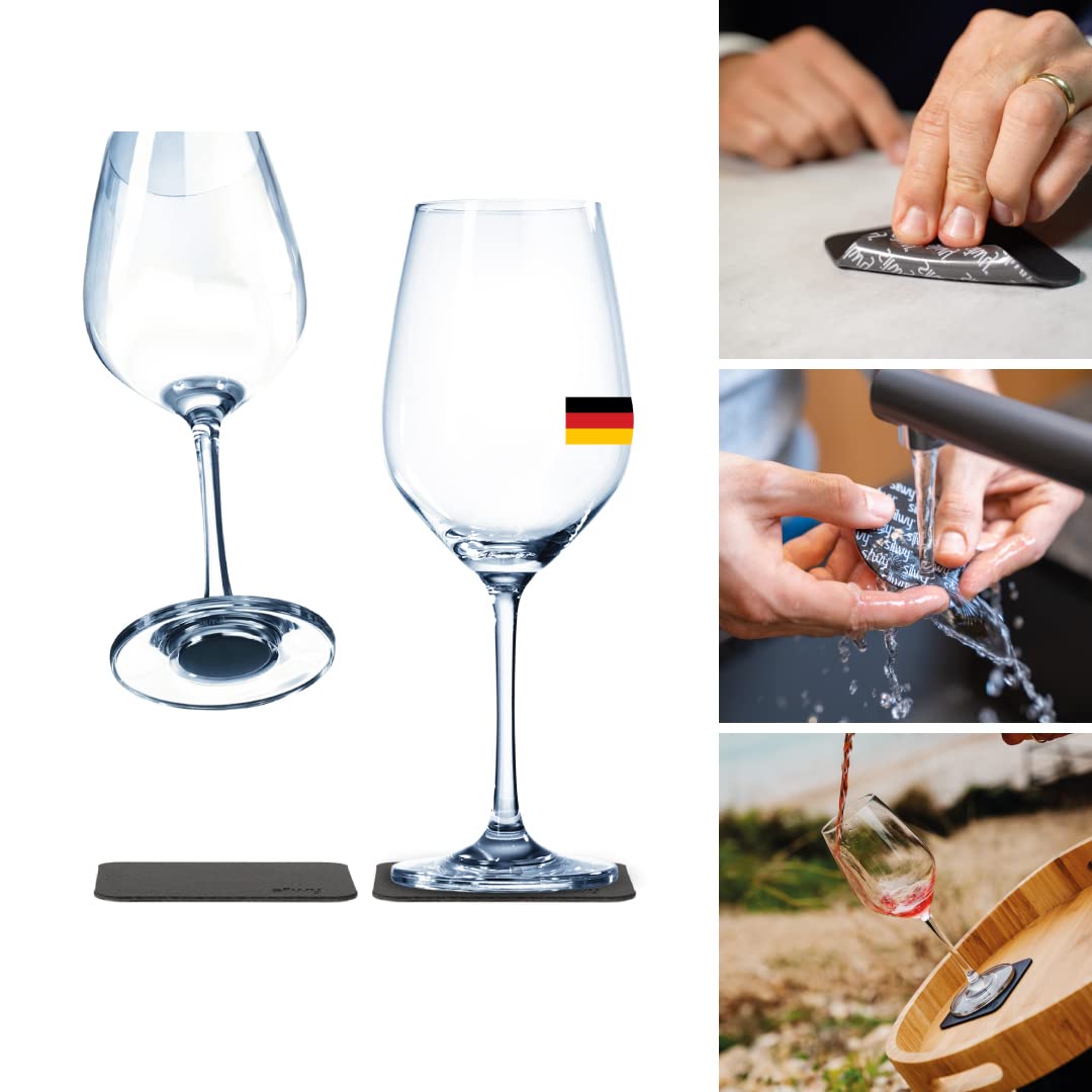 silwy® Magnetgläser, feine Kristallgläser mit perfekt integrierten Magneten und metallischen Nano-Gel-Untersetzern (Wein // 0,25 Liter) - Geschenkapp