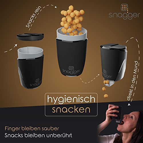 snagger - Der Snackspender // saubere Hände beim Snacken // geeignet für Erdnüsse, NicNacs, UVM // Männer Geschenke, Geschenke für Männer, Gamer Geschenk // Made in Germany (schwarz-grün) - Geschenkapp