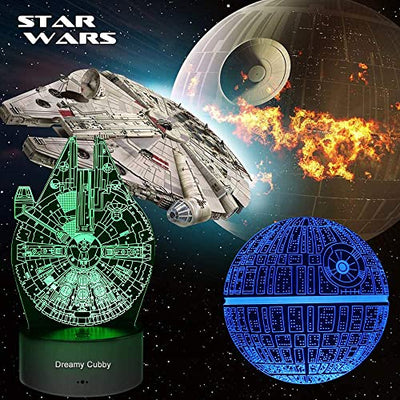 Star Wars Geschenke 3D Lampe Spielzeug Nachtlicht mit 4 Mustern und 7 Farbwechsel Dekor Lampe - Perfekte Geschenke für Star Wars Fans Herren Jungen - Geschenkapp