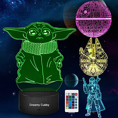 Star Wars Geschenke 3D Lampe Spielzeug Nachtlicht mit 4 Mustern und 7 Farbwechsel Dekor Lampe - Perfekte Geschenke für Star Wars Fans Herren Jungen - Geschenkapp