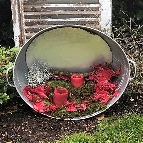 Storm's Gartenzaubereien Zinkwanne oval - groß - wasserdicht oval 40 Liter mit stabilen Griffen zum Bepflanzen und als Miniteich - Geschenkapp