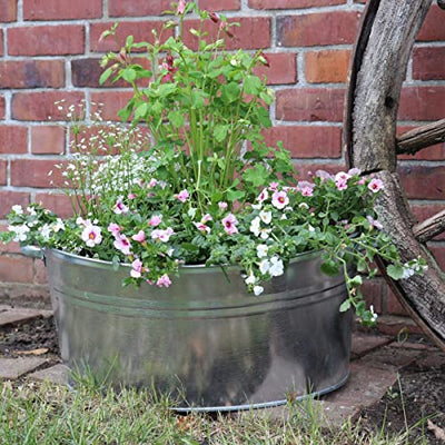 Storm's Gartenzaubereien Zinkwanne oval - groß - wasserdicht oval 40 Liter mit stabilen Griffen zum Bepflanzen und als Miniteich - Geschenkapp