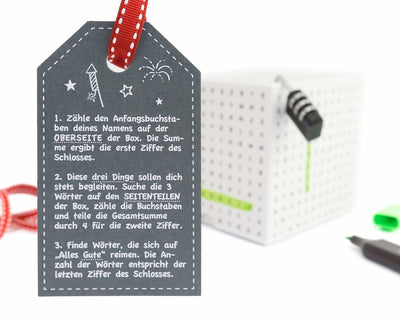 SURPRISA Rätselbox | Geldgeschenke Verpackung, Gutscheine zum Geburtstag oder Weihnachten | kleine Geschenkbox Worträtsel, weiß - Geschenkapp