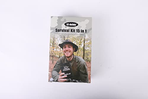 Survival Kit 15 in 1, Erste Hilfe Set Auto Outdoor Zuhause, Notfall Ausrüstung Stromausfall First Aid Kit Survival Set Überlebensausrüstung für Camping/Bushcraft/Wandern/Emergency/Abenteuer - Geschenkapp