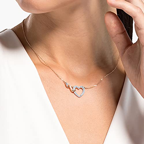 Swarovski Infinity Halskette, Unendlichzeichen und Herz, Weiss, Metallmix - Geschenkapp
