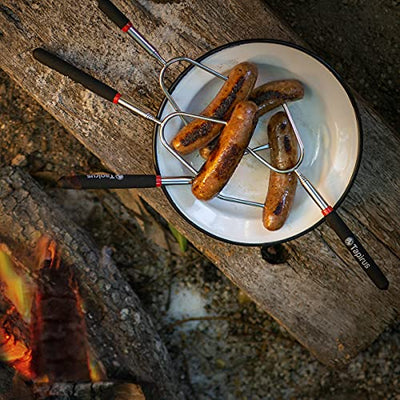 Tapirus 4 Ausziehbare Camping-Sticks zum Marshmallow-Braten, langlebige Edelstahl-Ausrüstung, Grillspieße mit isolierten Griffen, Teleskop-Gabeln, Utensilien für Smores, Hot Dogs & Shish-Kebabs - Geschenkapp