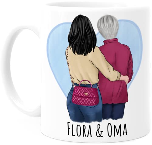 Tassenliebling® Personalisierte Oma Tasse mit Enkelkind - Besonderes Oma Geschenk zum Geburtstag für die beste Oma der Welt - Geburtstagsgeschenk - Geschenkapp