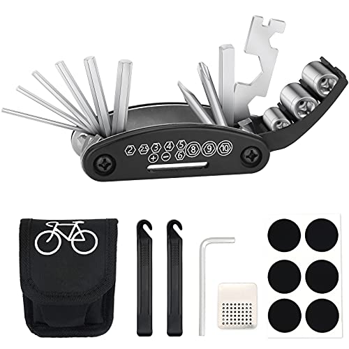 TBoonor Fahrrad-Multitool, 16-in-1 Fahrrad Werkzeug Multifunktionswerkzeug Fahrrad Reparatur Set Pocket Tool Multifunktions Werkzeug - Geschenkapp